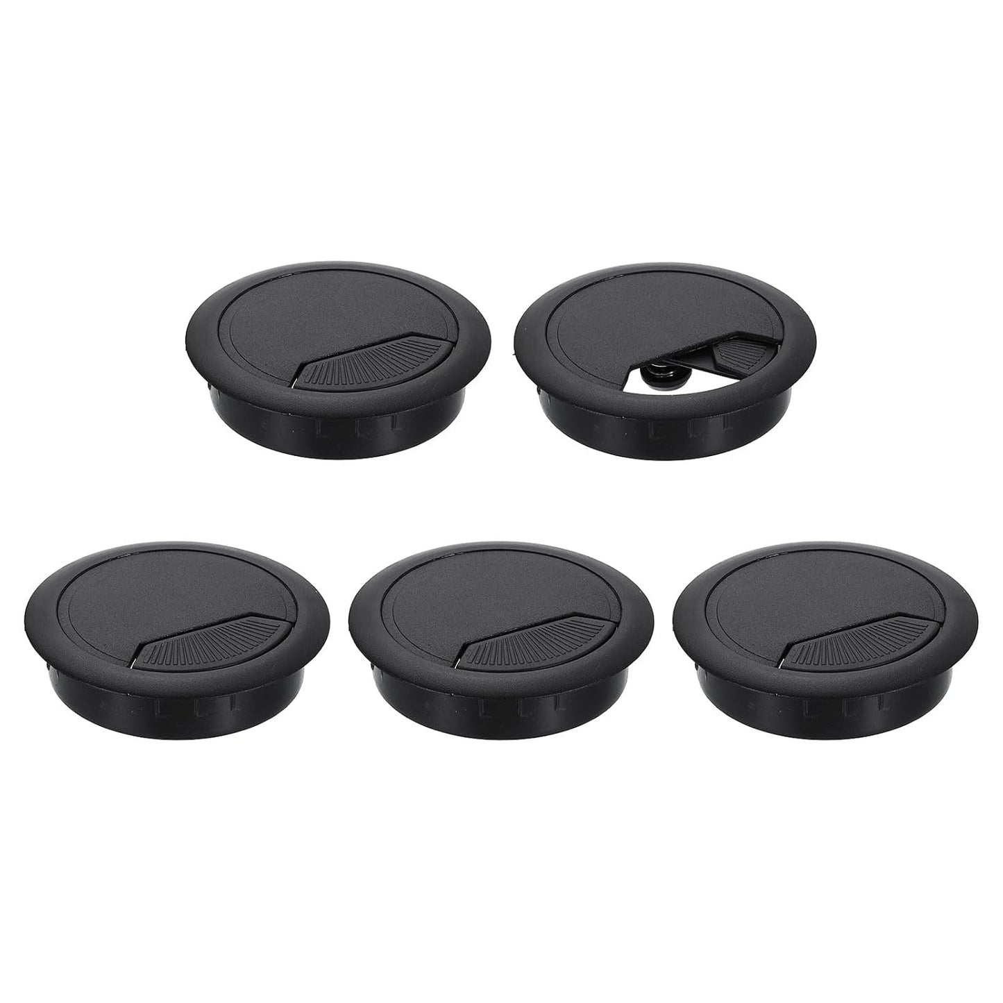 uxcell 5 Pcs 60mm (2.36 Inch) Desk Grommet, Plastic Cable Hole Cover, Wire Cord Cable Organizer for Home Office Computer Desk Cabinet, Black