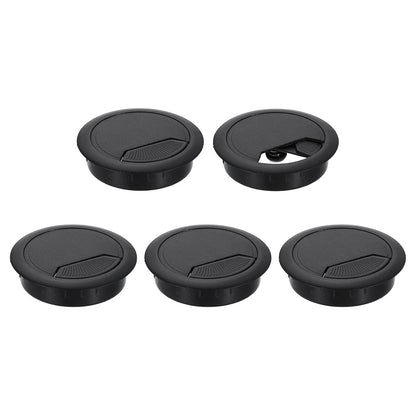 uxcell 5 Pcs 60mm (2.36 Inch) Desk Grommet, Plastic Cable Hole Cover, Wire Cord Cable Organizer for Home Office Computer Desk Cabinet, Black