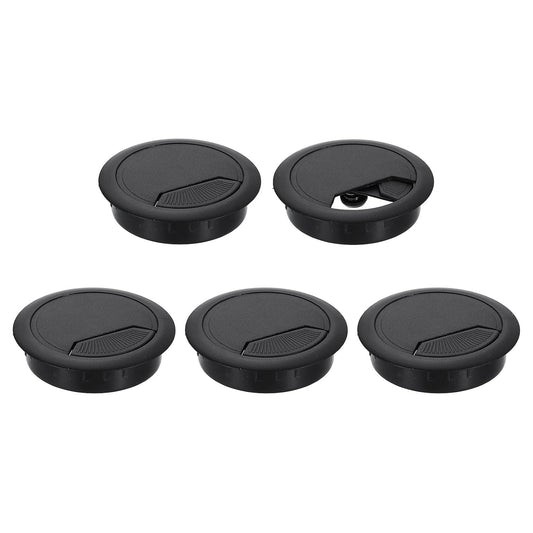 uxcell 5 Pcs 60mm (2.36 Inch) Desk Grommet, Plastic Cable Hole Cover, Wire Cord Cable Organizer for Home Office Computer Desk Cabinet, Black