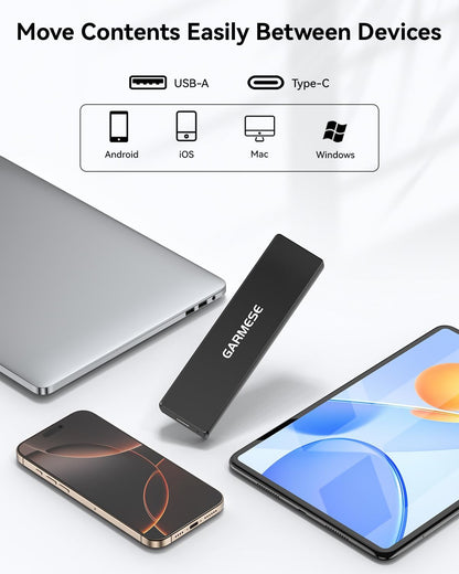 1TB External SSD - Up to 1000MB/s Read Speed USB 3.2 Gen 2 Portable SSD, External Solid State Drives with Type-C Cable for PC Mac Game Console