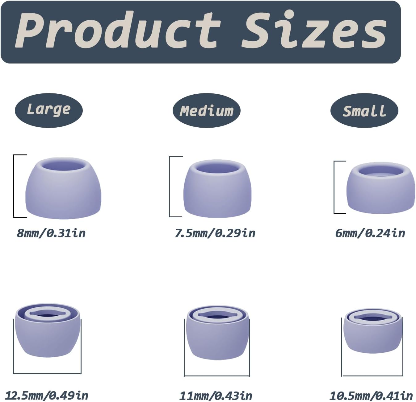 6 Pairs Replacement Eartips for Samsung Galaxy Buds Pro Headphones, Silicone Tips Earbuds Eartips Set, L/M/S Earplug Replacement Accessories (Purple, with Pen)