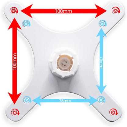 Kado Portable Monitor Stand Bracket Plate Adapter White, Wall Mount Arm Mount 17mm Ball Head to 100x100mm 75x75mm M4 Screw Set, Tripod Camera Stand for Desktop Monitor Portrait/Landscape Mode