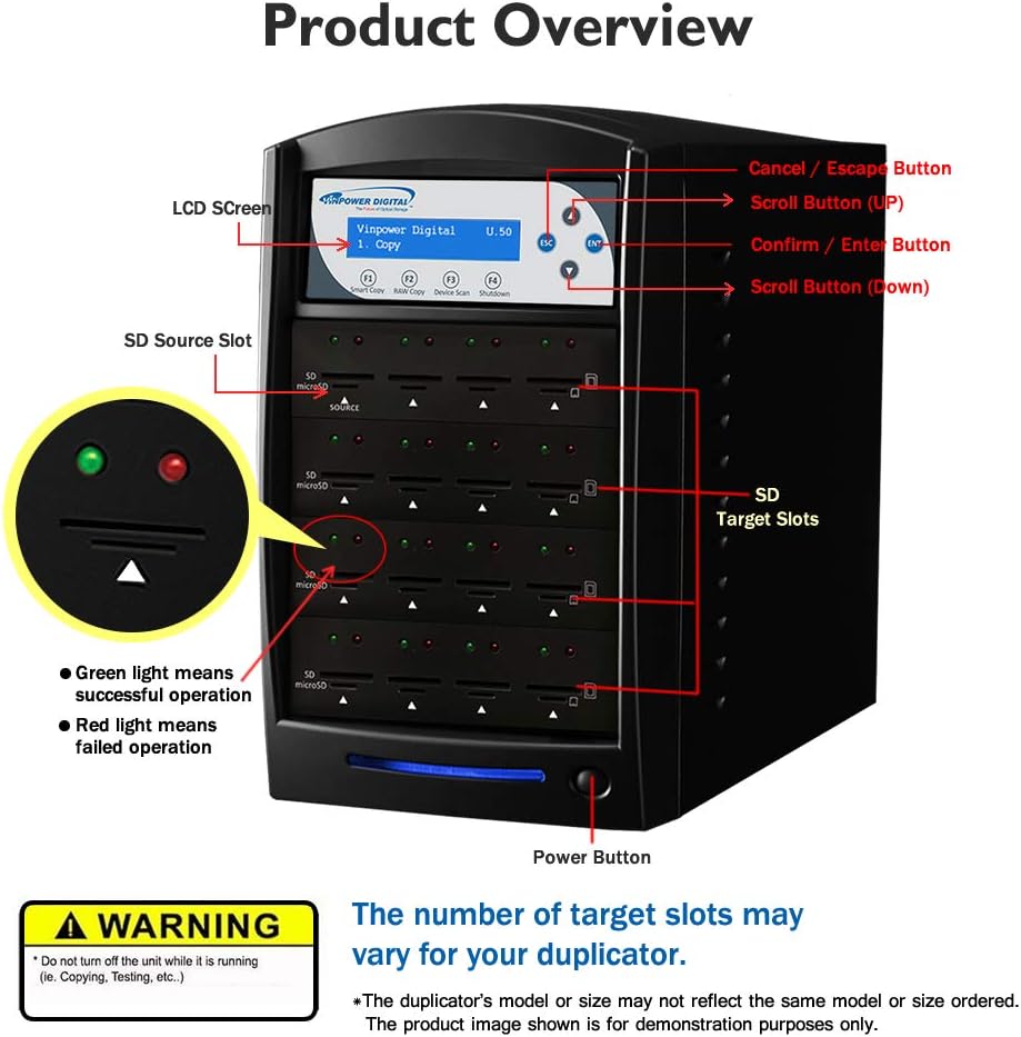 Vinpower Digital SDShark Standalone 55 Target SD & MicroSD Memory Card Readers Copier Duplicator