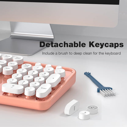 KNOWSQT Wireless Keyboard and Mouse Combo - White-Orange Full-Sized 2.4 GHz 104 Keys Typewriter Cute Keyboard, Round Keycap and Optical Mouse for Windows, Computer, PC, Laptop, Desktop
