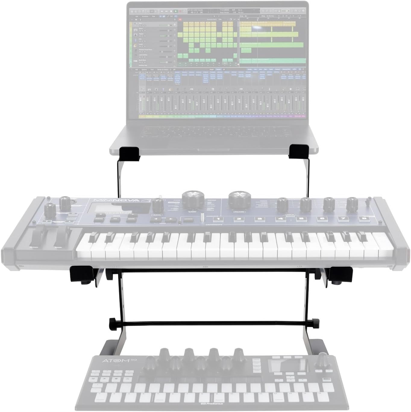 Rockville Rock2d2 Adjustable Dual Shelf DJ Controller Midi Keyboard Laptop Stand
