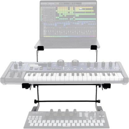 Rockville Rock2d2 Adjustable Dual Shelf DJ Controller Midi Keyboard Laptop Stand