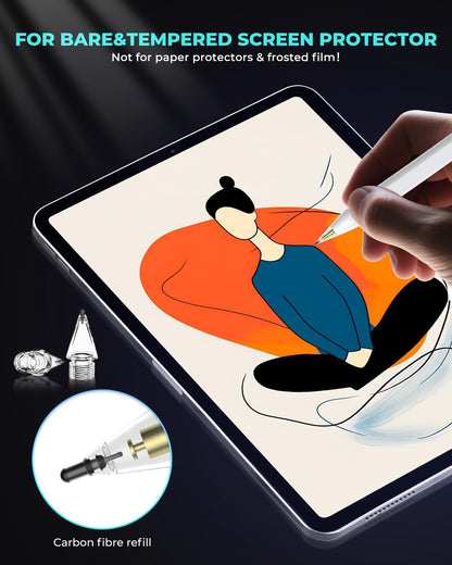 8-Pack Carbon Fiber Replacement Tips for Apple Pencil Pro/2nd/1st Gen/USB-C, Upgraded Nibs for Bare Screen & Tempered Glass with Storage Case - Pink