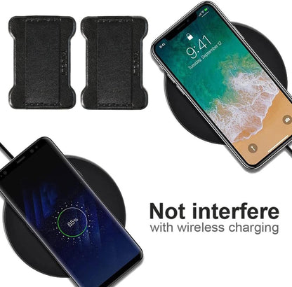 Phone Grip Finger Strap Holder, Phone Gripper for Back of Phone Grip Phone Finger Holder Suitable for iPhone Samsung and Most Smartphones - 2Pack(PU Black)