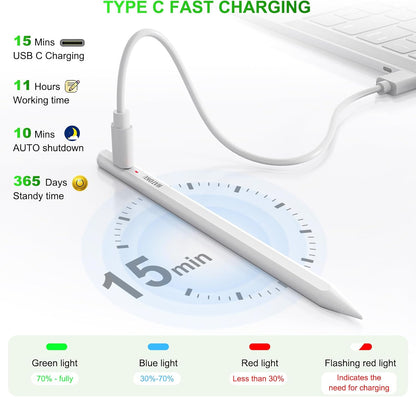 Stylus Pen for iPad 2018-2025: HATOKU 15 Mins Fast Charging Pencil Pro for iPad with Tilt Sensitivity Palm Rejection - Pen for iPad Air 3 4 5 M2 M3- Pro 11" 12.9" M4 - Mini 5 6-6 7 8 9 10 11th Gen