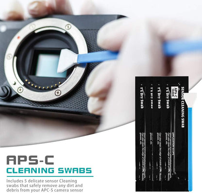 Professional Camera Cleaning Kit (with Waterproof Case),Including Cleaning Solution/5 APS-C Cleaning Swabs/Lens Pen/Air Blower/Cleaning Cloth for DSLR Cameras(Canon,Nikon,Sony)