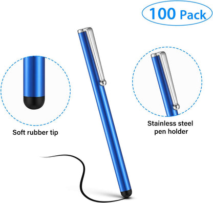 Outus 100 Pieces Stylus Pen Slim Touch Screen Stylus Universal Capacitive Digital Pen Compatible with iPad, iPhone, Samsung, Tablet, Most Devices with Capacitive Touch Screen, 10 Colors