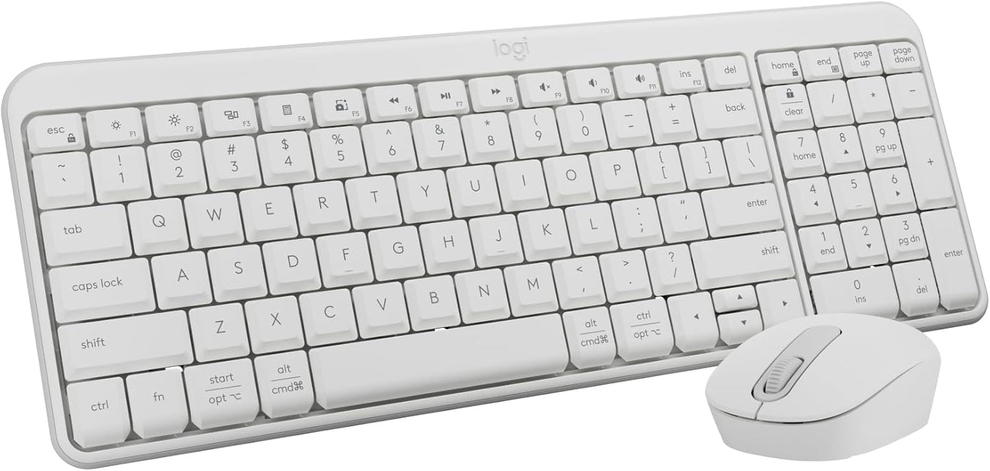 Logitech MK250 Bluetooth Wireless Mouse and Keyboard Combo: Fast & Easy Connectivity, Compact Wireless Keyboard, Ambidextrous Mouse, Durable Build - Windows/MacOS - White