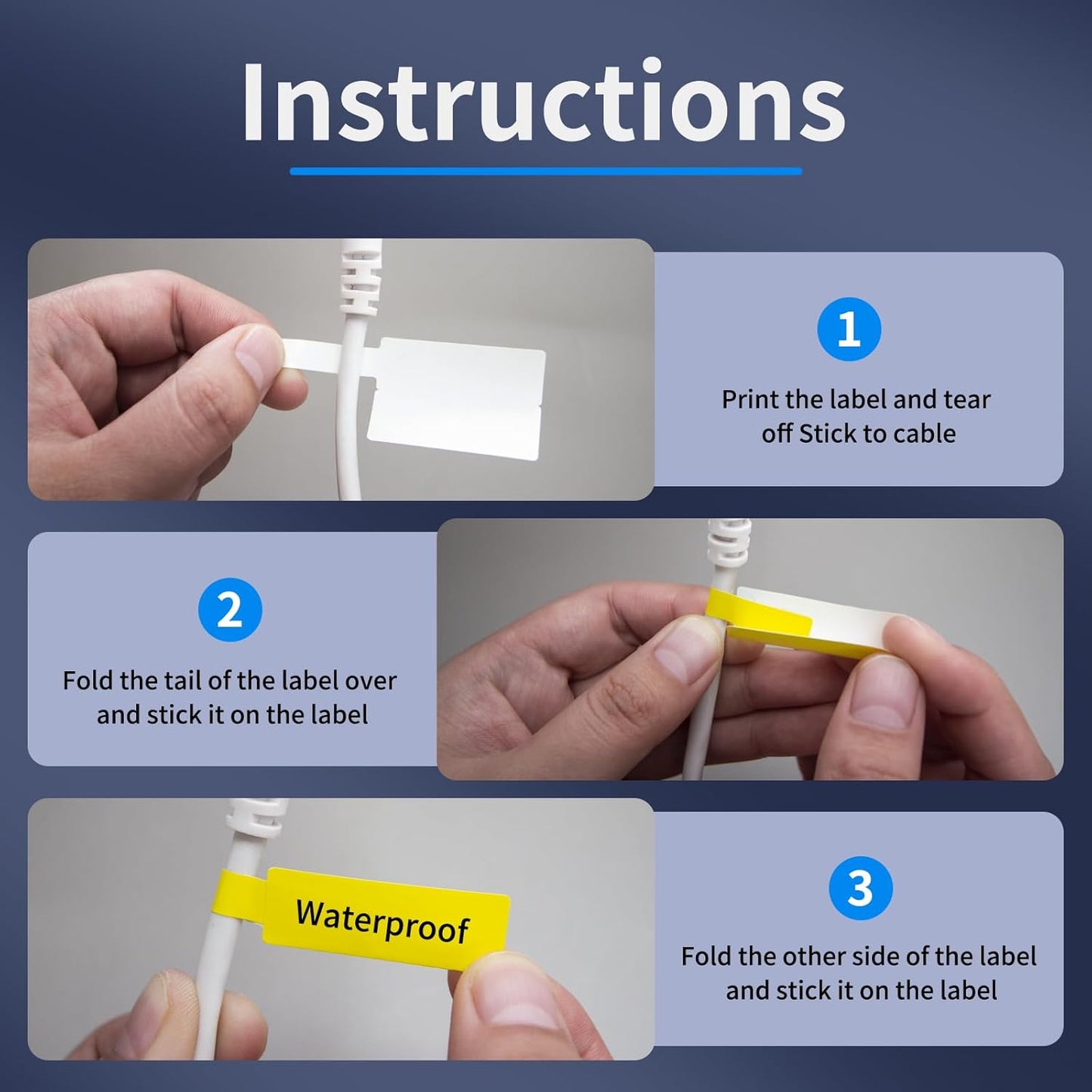 100 Pcs Cable Labels - Waterproof Wire Cord Label, Tear Resistant Wire Labels, Self Adhesive Cord Organizing Label, for Cable Management, Compatible with PUQU AQ20 Label Makers(Yellow) 38x60mm