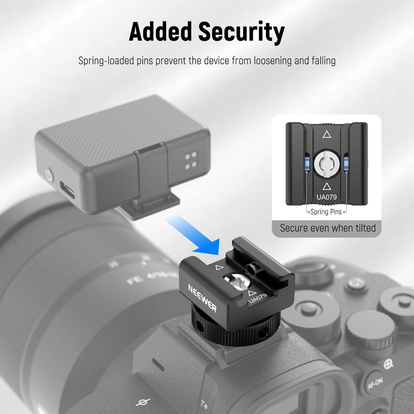 NEEWER Cold Shoe Mount Adapter Compatible with DJI Mic 2 Rode Wireless GO II Hollyland Saramonic NEEWER Wireless Mini Microphone, Anti Interference Offset Contact Design for Speedlite Flash, UA079