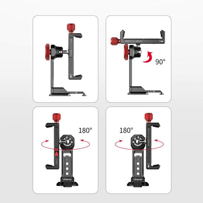 Cell Phone Tripod Mount, ULANZI ST-14 Smartphone Tripod Mount Adapter Aluminum with Cold Shoe, 360° Cell Phone Stand Holder Clamp for iPhone17 16 15 14 13 12 11 Max Pro iPhone X XR Xs 6 7 Plus