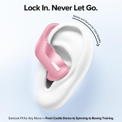 OCC Wireless Ear Hook Sport Earbuds, Bluetooth Headphones with Mic, IPX5 Waterproof, 80H Playtime Earphones, Pink