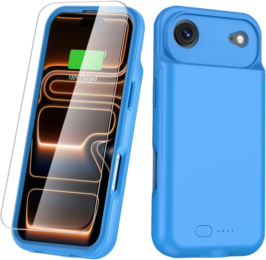 GIN FOXI Battery Case for iPhone 17 AIR, Charging Case Charger 8500mAh Ultra-Slim Lightweight Powerful Battery Pack 15W Fast Rechargeable Anti-Fall TPU Juice Box for iPhone 17 AIR (6.5") Blue