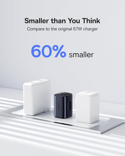 Baseus PICOGO 67W USB C Charger, 3 Port Fast Charging Block with Foldable Plug, PD/PPS for MacBook Air/Pro, iPhone 16/15 Series, Galaxy S25/24, Airpods 4 & More