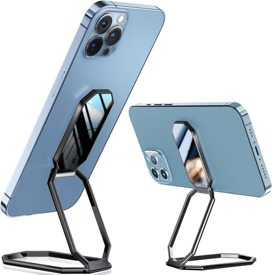 A-LuGei 𝗙𝗼𝗹𝗱𝗮𝗯𝗹𝗲 & 𝗔𝗱𝗷𝘂𝘀𝘁𝗮𝗯𝗹𝗲 Cell Phone Ring Holder Stand, Phone Kickstand for Desk, Cell Phone Holder for Hand, Ring for Back of iPhone, Metal Phone Grip for Magnetic Car Mount