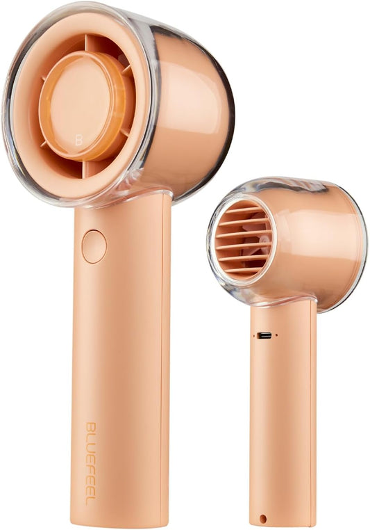 Bluefeel Portable Handheld Turbo Fan, 5-Speed Mini Personal Fan with Adjustable Turbo Mode, 16H Max Cooling Time, and 3000mAh USB Rechargeable Battery for Travel/Outdoor/Home/Office (Peach Pink)