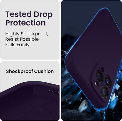 FireNova Designed for iPhone 13 Pro Case, Silicone Upgraded [Camera Protection] Phone Case with [2 Screen Protectors], Soft Anti-Scratch Microfiber Lining Inside, 6.1 inch, Purple