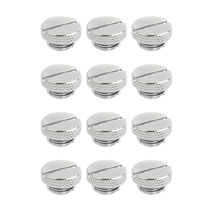 Dracaena.io 12 Pack G1/4" Thread, Thin Water Stop Plug Fitting with Coin Slot for Computer Water Cooling System, Durable Brass/Copper Material, Silver