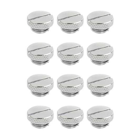 Dracaena.io 12 Pack G1/4" Thread, Thin Water Stop Plug Fitting with Coin Slot for Computer Water Cooling System, Durable Brass/Copper Material, Silver