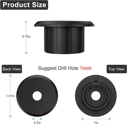 Wall Bushing Grommet for Starlink Dishy Router Ethernet Adapter Cable, Starlink Cable Routing Kit Feed-Through for 1 inch Wall Hole and Furnitures Wire Hole (Black, 2 Pack)