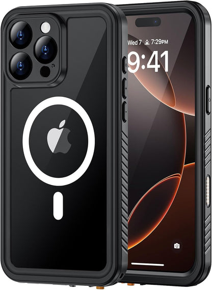 Lanhiem Magnetic for iPhone 16 Pro Max Case, Waterproof Dustproof Cover [Built in Screen Protector] [Compatible with MagSafe], Full Body Heavy Duty Phone Case for iPhone 16 Pro Max - 6.9” (Black)