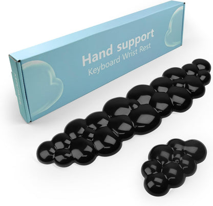 Gel Cloud Keyboard and Mouse Wrist Rest, Cute Wrist Support and Arm Support Keyboard Rest for Keyboard and Mouse Typing Pain Relief，Suitable for Office/Computer/Laptop/Gaming (Transparent Black)