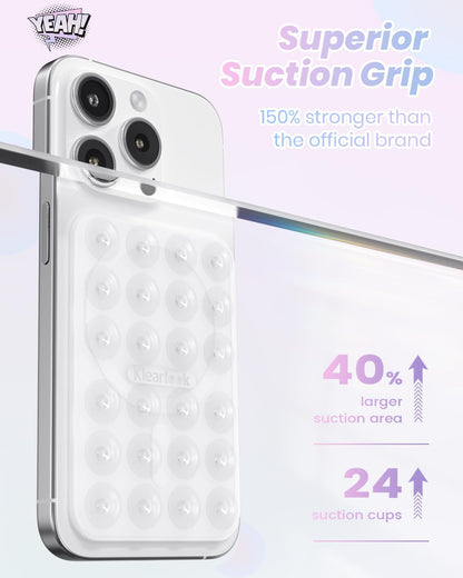 Klearlook Magnetic Suction Phone Mount for MagSafe Case, Removable Sticky Phone Grip Holder for Hands-Free Makeup/Selfie/Live Streaming/Vlog for TikTok & Instagram Influencer/Creator, Transparent