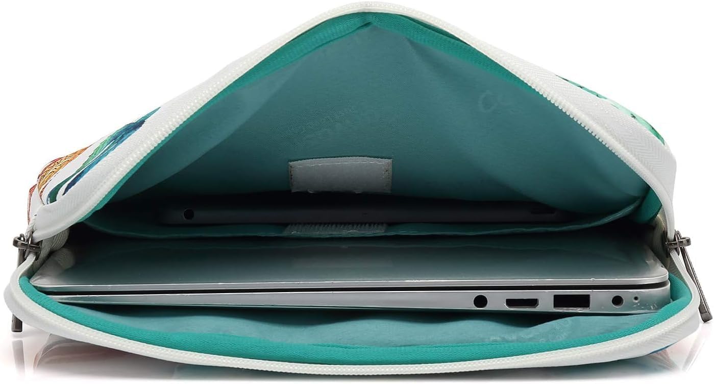 Canvaslove Cactus Corner and Bottom Rebound Bubble Cushioned Laptop Sleeve Bag case with Pockets and Handle For Macbook 14 inch,Surface Laptop 14.4 inch and 14 inch laptop