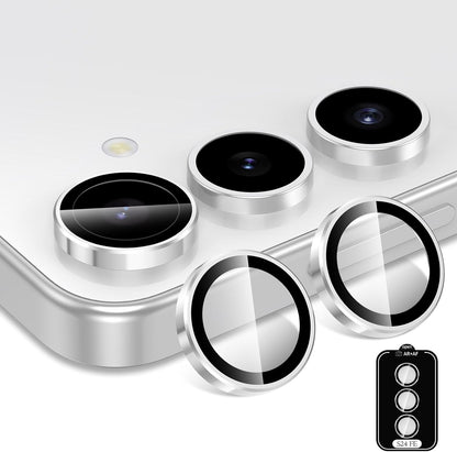 for Samsung Galaxy S24 FE Camera Lens Protector, Individual Metal Ring Tempered Glass Lens Cover, [Strong Adsorption] Scratch Resistant Ultra-Thin HD Clear Lens Cover, 1 Set-Slivery Ring