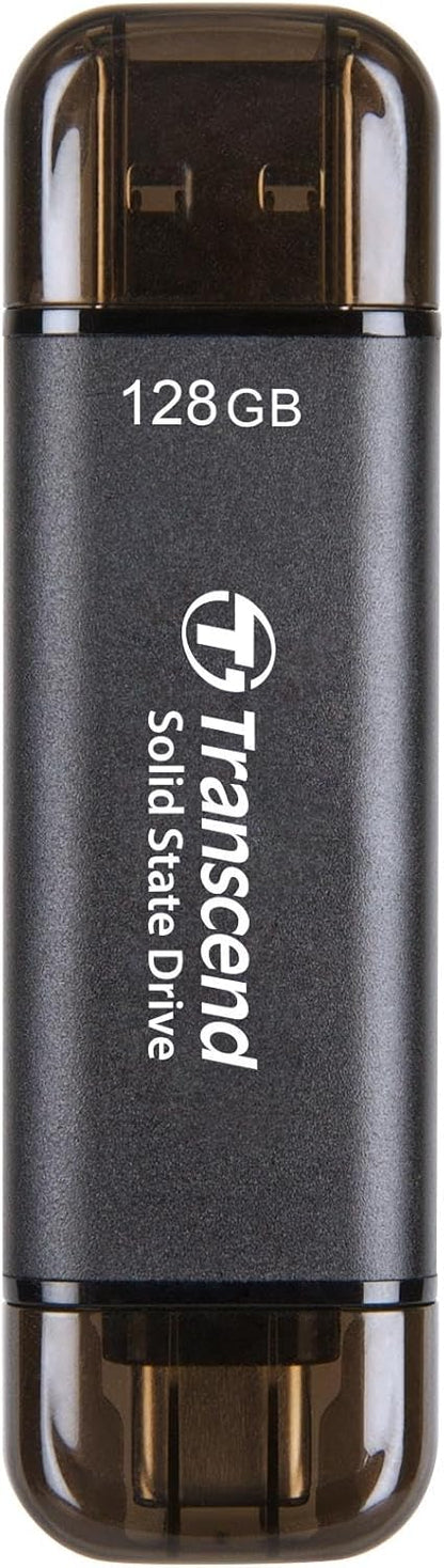 Transcend 128GB External SSD, Up to 1,050MB/s, Dual USB Flash Drive for iPhone&iPad&Mac, Windows&Android, Tablet&PC, Smart TV, USB 3.2 Gen 2 Thumb Drive Photo Stick, 2-in-1 Type C &Type A Memory Stick