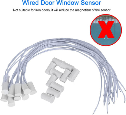 10Pcs 100VDC Recessed Door Sensor, 15mm-5mm Door Magnetic Reed Switch for Home Security Alarm Systems, Door Magnetic Sensors for Alarm Control Panels GND Port and N.C. Port