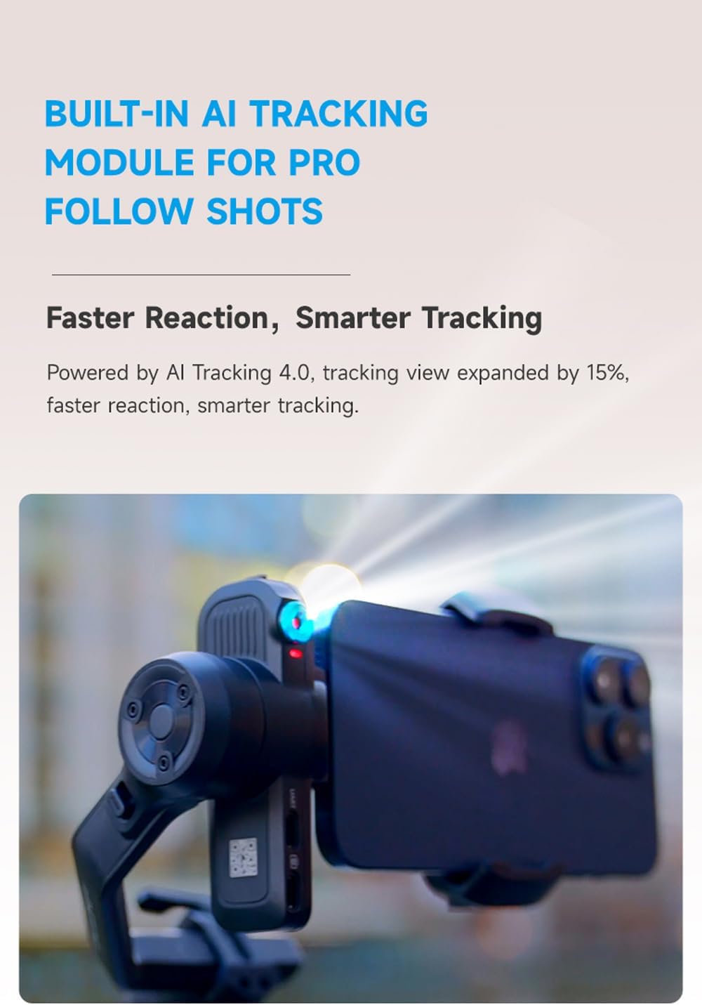 FeiyuTech SCORP Mini 3 Gimbal Stabilizer for Smartphone, Built-in AI Tracking Module & Cooling Fan, 2KG Payload 3-Axis Phone Gimbal with Integrated Grip Design, Gimbal Stabilizer for iPhone & Android