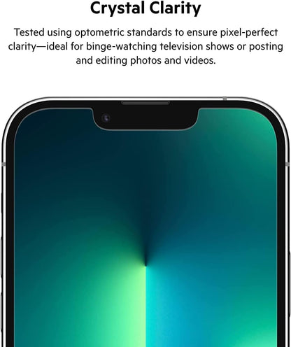 Belkin Privacy Tempered Glass Screen Protector for iPhone 13 and 13 Pro, Treated Surface with Anti-Fingerprint Coating and Bubble Free Application with Included Easy Align Tray