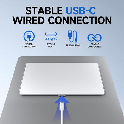 Wired Trackpad for Windows 10/11, High-Precision Multi-Touch Portable Trackpad Mouse with Multi-Gesture, Ultra Slim Aluminum USB Wired Touchpad Mouse, Compatible with PC Laptop Computer - Silver