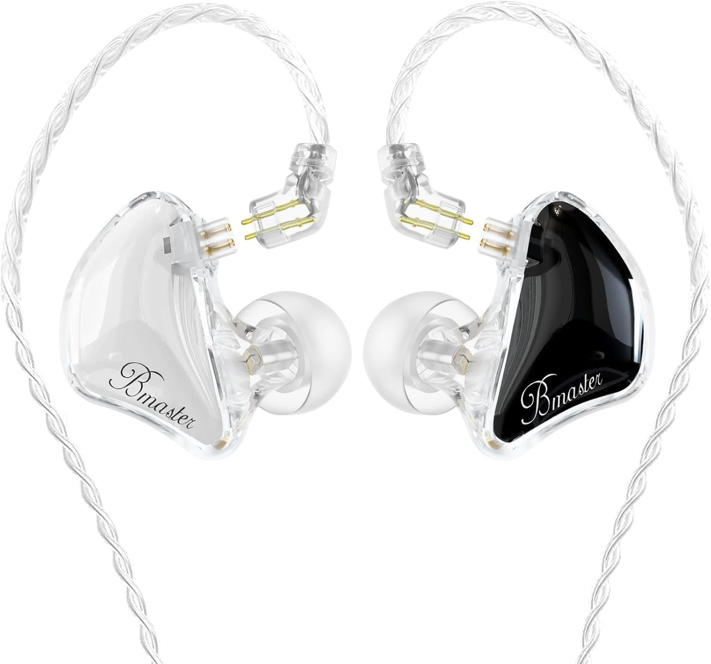 BASN Bmaster Triple Driver in-Ear Monitors Headphones with Powerful Deep Bass, HiFi Stereo IEM Earphones with Upgraded Detachable 2-Pin Cables for Musicians (White/Black, 2-Pin)