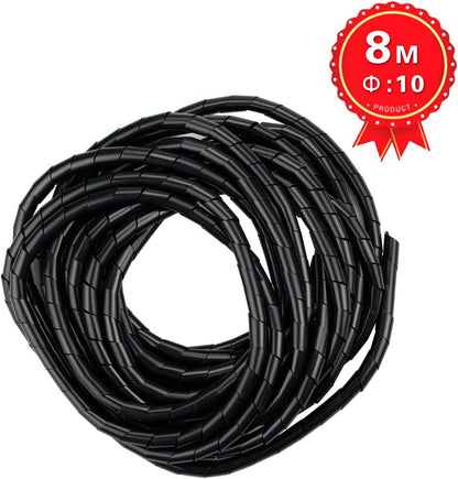 XHF 3/8" Spiral Cable Wrap 10mm(Wrapping Range:7.5mm-60mm) Cord for Computer Electrical Wire Organizer Sleeve Hose RoHS Black 26Ft