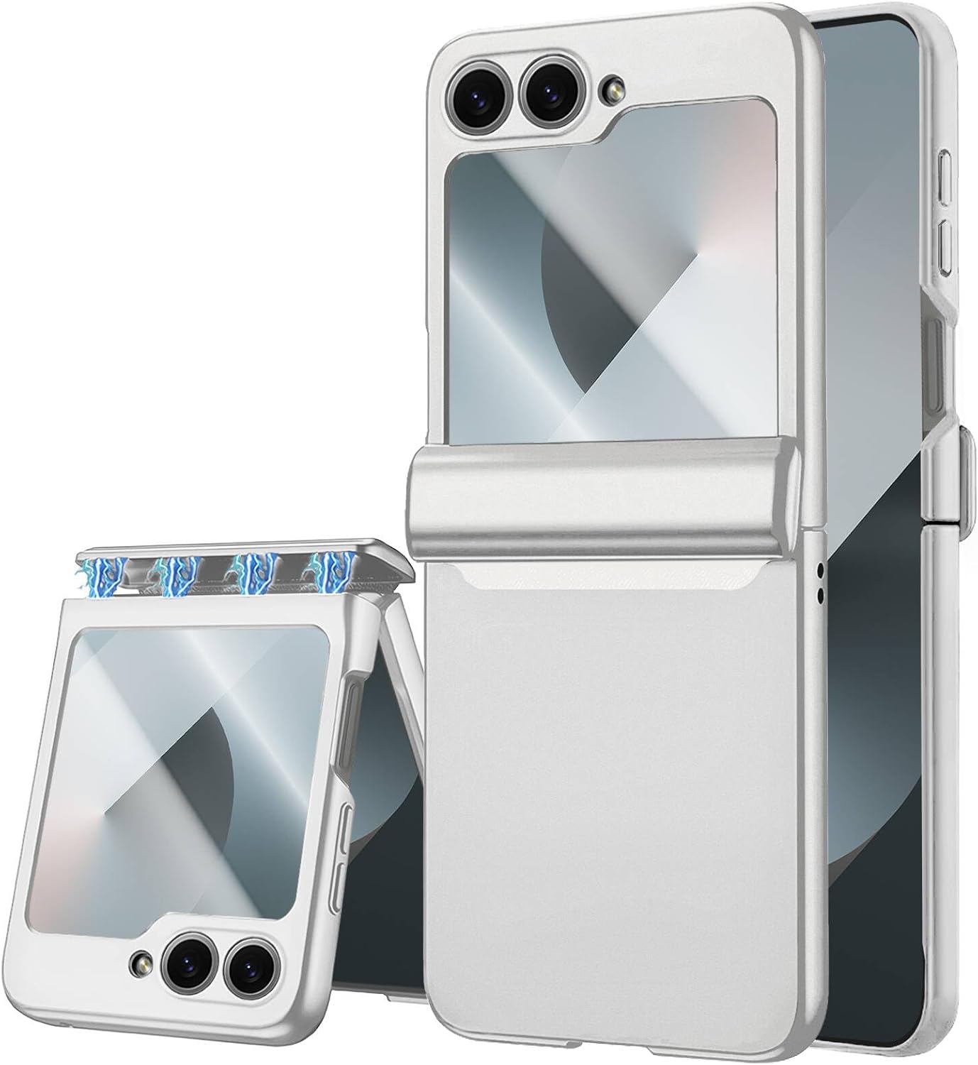 STORMTAL for Samsung Galaxy Z Flip 6 Case/Z Flip 7 FE Case, Hinge Protection, Built-in Screen Protector, Wireless Charging, Slim Rugged Phone Protective Case for Galaxy Z Flip 6 Silver