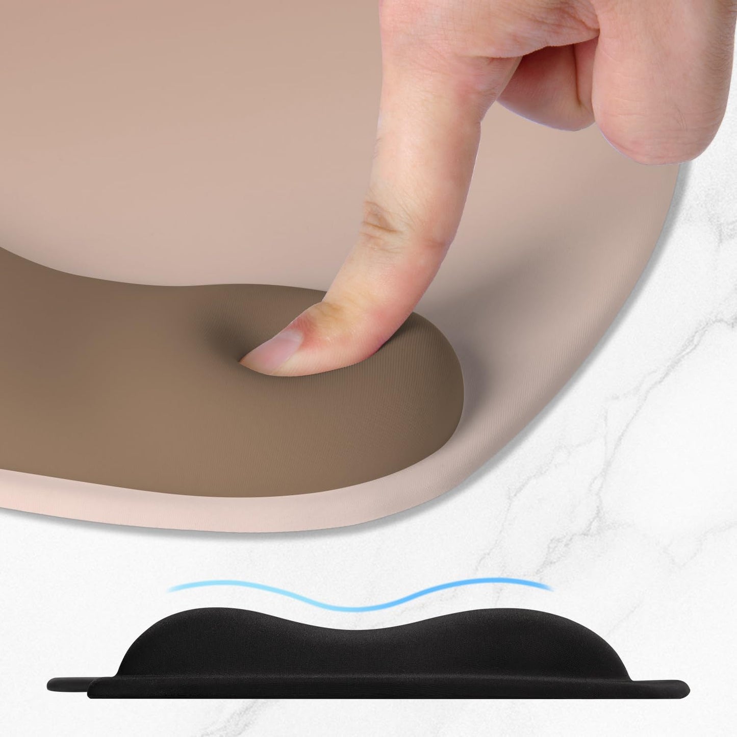 ITNRSIIET Ergonomic Mouse Pad, Cushioned Gel Wrist Rest, Non-Slip Base, Smooth Surface, Cute Multi-Color, 9.5 x 8.2 in, Soft Brown Gradient