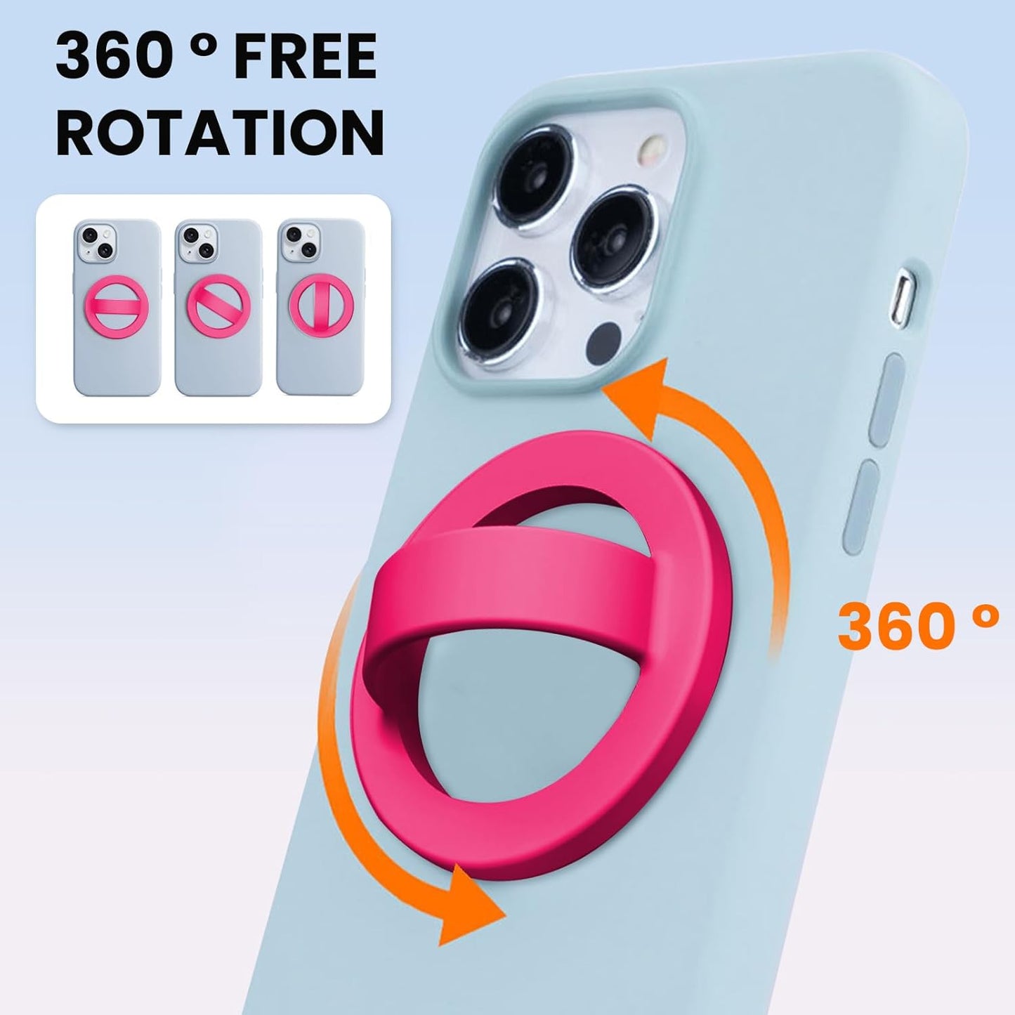Magnetic Silicone Ring Grip Phone Holder, Loop Grip Phone Holder,Magnetic Phone Loop,Magsafe Phone Grip,Compatible with Magsafe for iPhone 16/15/14/13/12 Series (Pink)