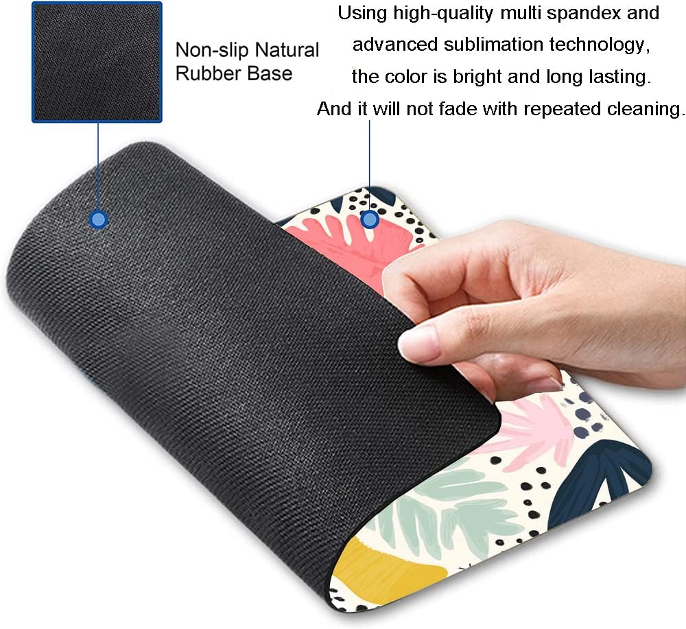 Mouse Pad, Colorful Palm Tropical Plants Mouse Pad, Square Waterproof Cute Mousepad Non-Slip Rubber Base Wireless Mouse Pads for Computer Office Laptop, Gaming Mouse Pads for Desk, Leaves