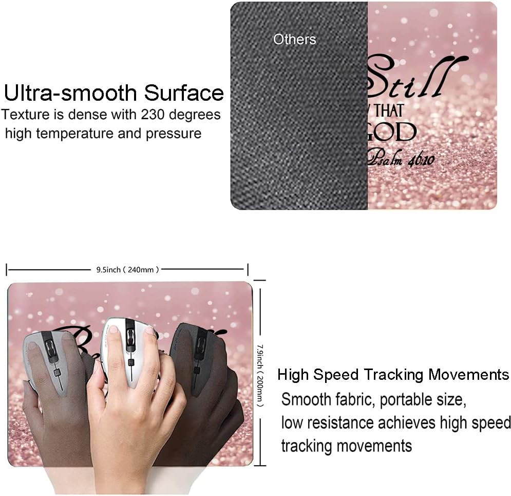 Mouse Pad, Premium-Textured Mouse Mat, Non-Slip Rubber Base Mousepad for Laptop, Computer & PC,9.5×7.9 in,Bible Be Still
