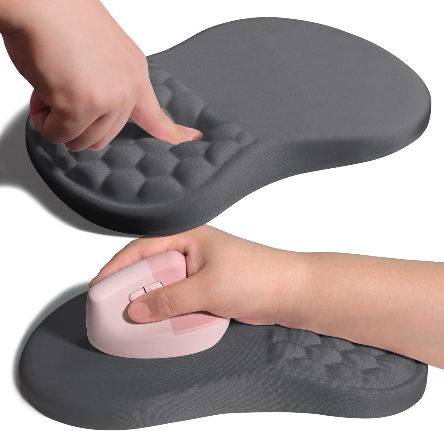 Ergonomic Joint Wrist Support Mouse Pad with Memory Foam Cushion Massage Bump, Carpal Tunnel Pain Relief Mousepad Slope Design for Wrist Rest, 11.8x7.9 in, DimGray