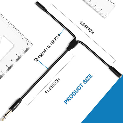 HOSONGIN 1/4 inch TRS to Dual 3.5mm Female Y Cable, 1.5ft, Black Copper Wire & Gold Plated Connectors, Compatible with Headphones