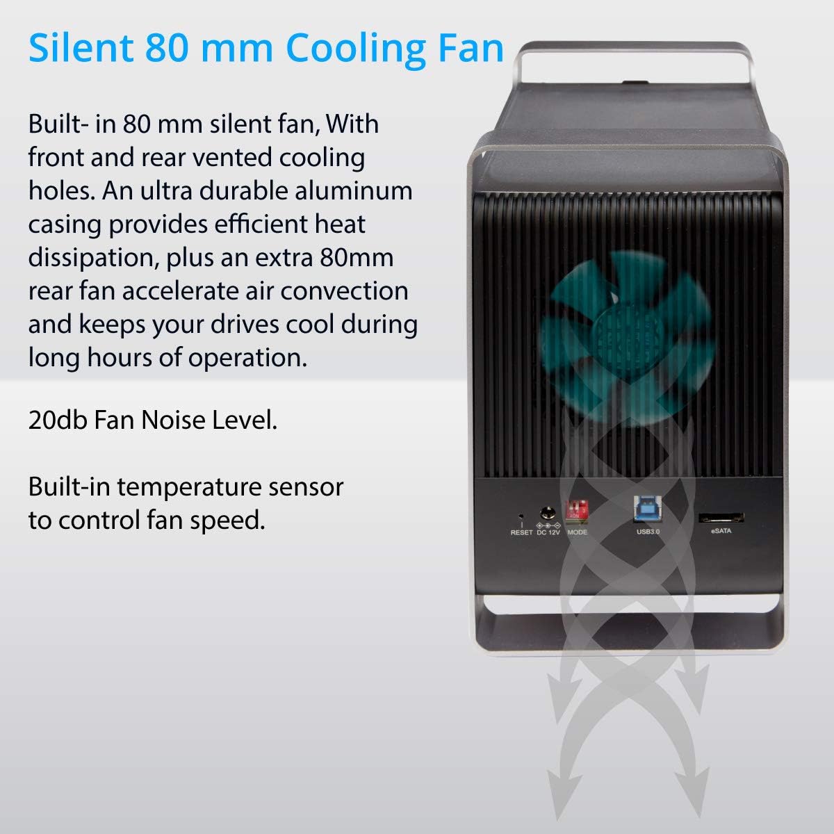 Syba 5 Bay 2.5" and 3.5" SATA HDD External USB 3.0 / eSATA RAID Hard Drive Enclosure Support 120TB & RAID 0/1/5/10/JBOD Mode SY-ENC50122