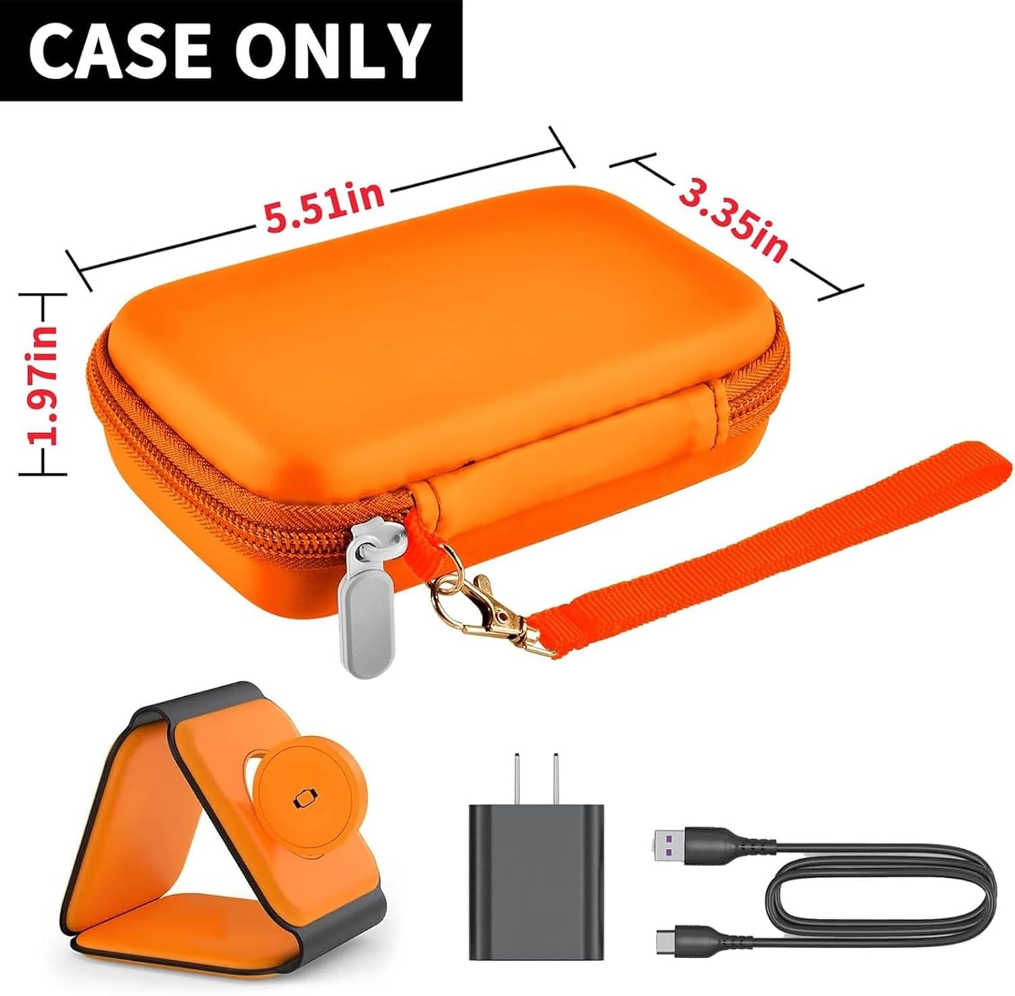 Travel Case for UCOMX for Nano/for Rtops/for Hicober/for Iseyyox 3 in 1 Wireless Charger, Foldable Magnetic Charging Station Storage Holder Bag for Fast Charge Pad Cable, Adapter, Orange-Box Only