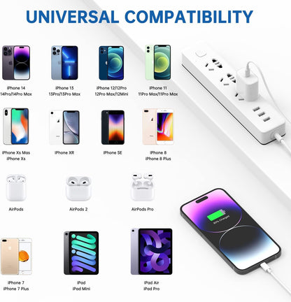 [Apple MFi Certified] iPhone 14 Charger Fast Charging,Quick 20W USB C Charger Block with 10feet Long USB C to Lightning Charging Cable Cord for iPhone 14/Pro/Pro Max/Plus/13/12/11/XS/XR/X/SE2022/iPad